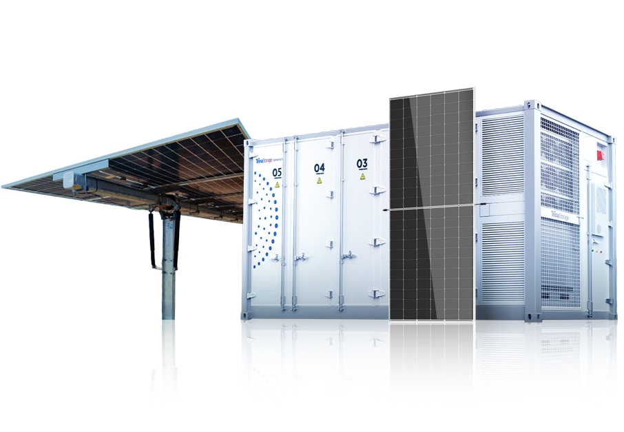 TrinaPro product bundle with module, tracker, and inverter